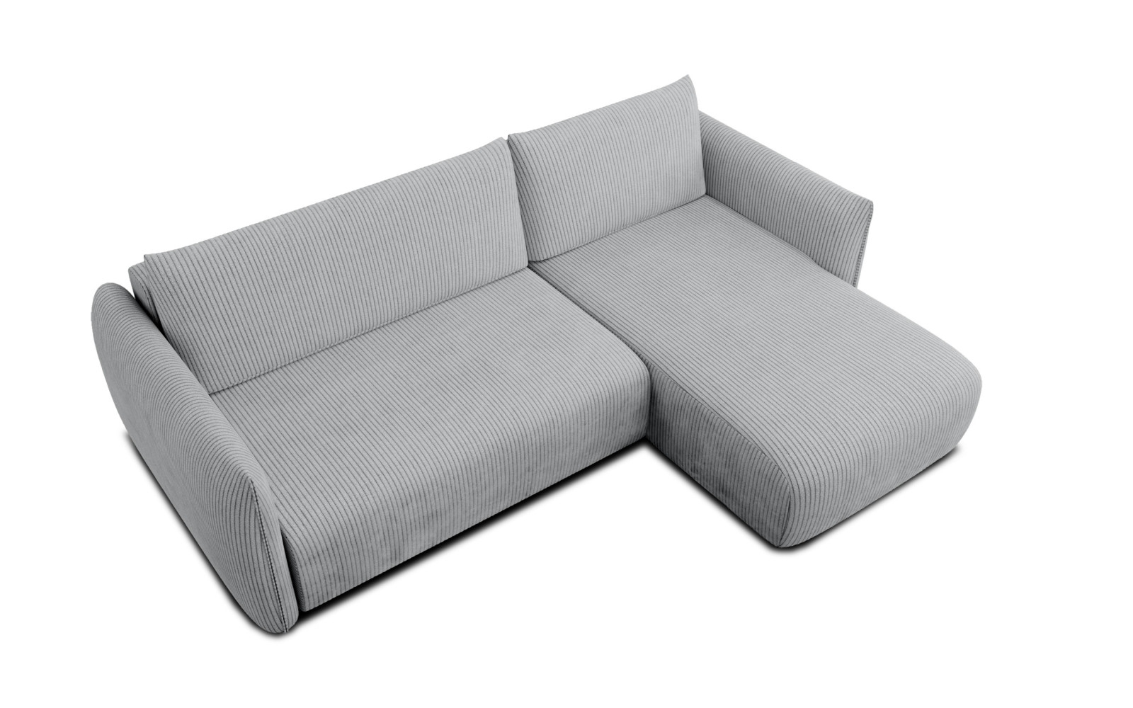 Canapé d'angle droit 3 places tissu gris clair - TAUER