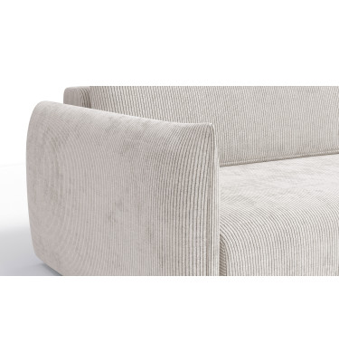 Canapé d'angle droit 3 places tissu blanc perle - TAUER