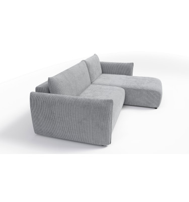 Canapé d'angle droit 3 places tissu gris clair - TAUER