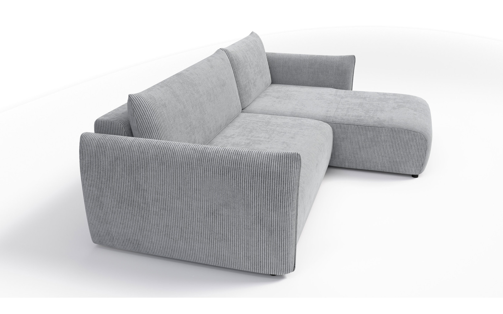 Canapé d'angle droit 3 places tissu gris clair - TAUER