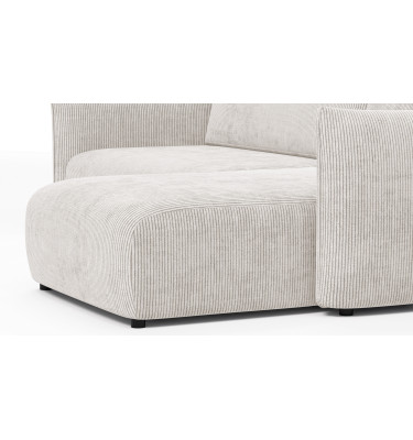 Canapé d'angle droit 3 places tissu blanc perle - TAUER