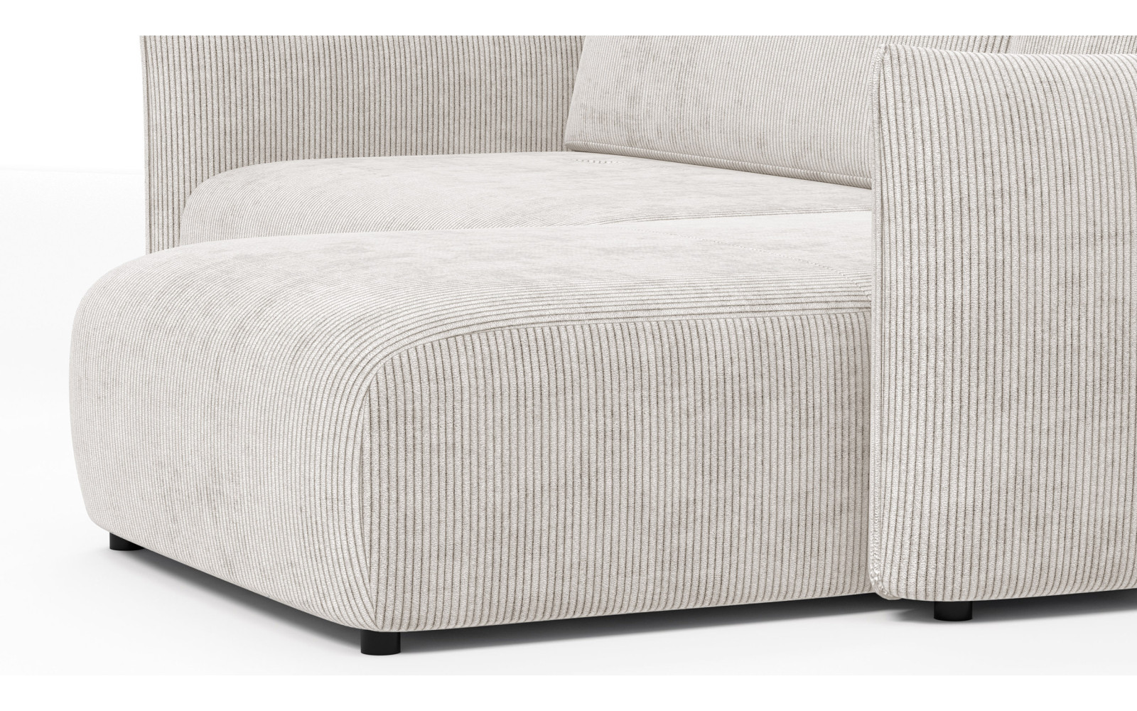 Canapé d'angle droit 3 places tissu blanc perle - TAUER