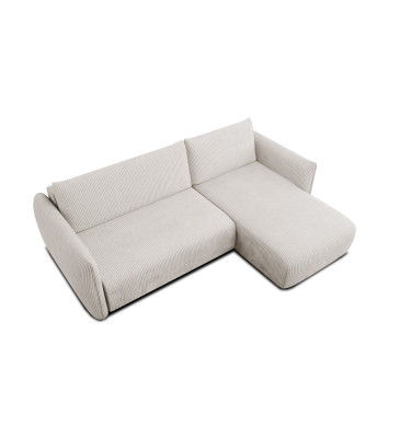 Canapé d'angle droit 3 places tissu blanc perle - TAUER