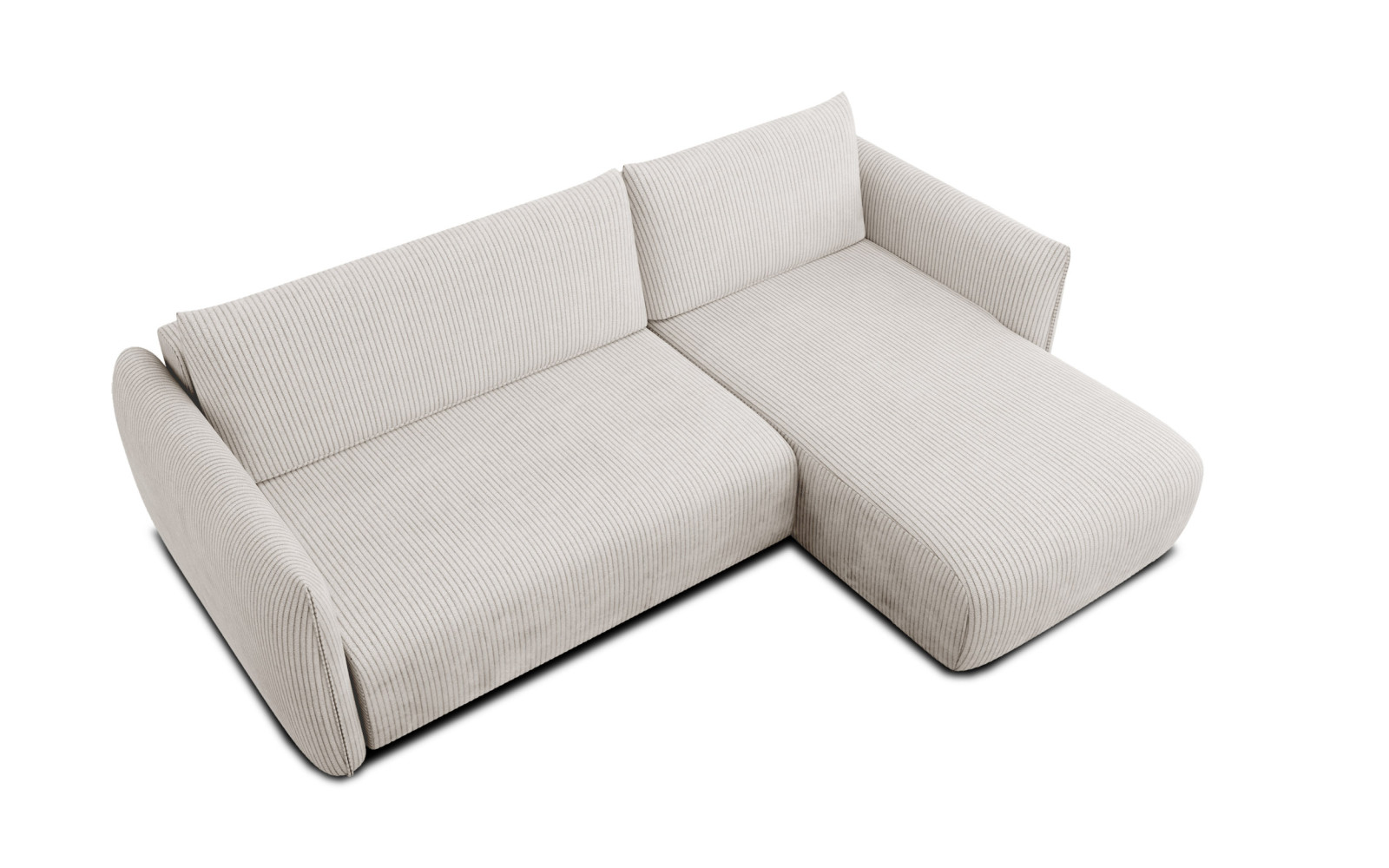 Canapé d'angle droit 3 places tissu blanc perle - TAUER