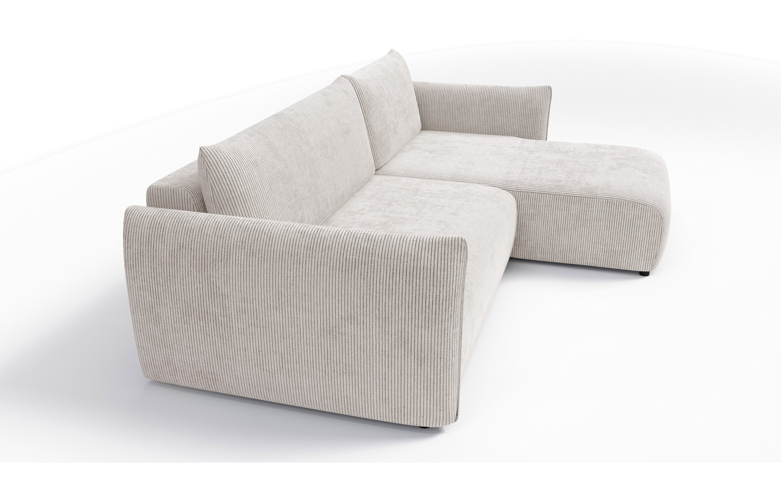 Canapé d'angle droit 3 places tissu blanc perle - TAUER