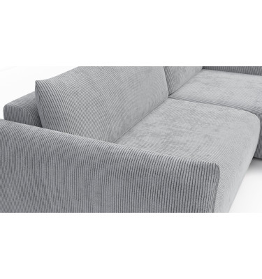 Canapé d'angle droit 3 places tissu gris clair - TAUER