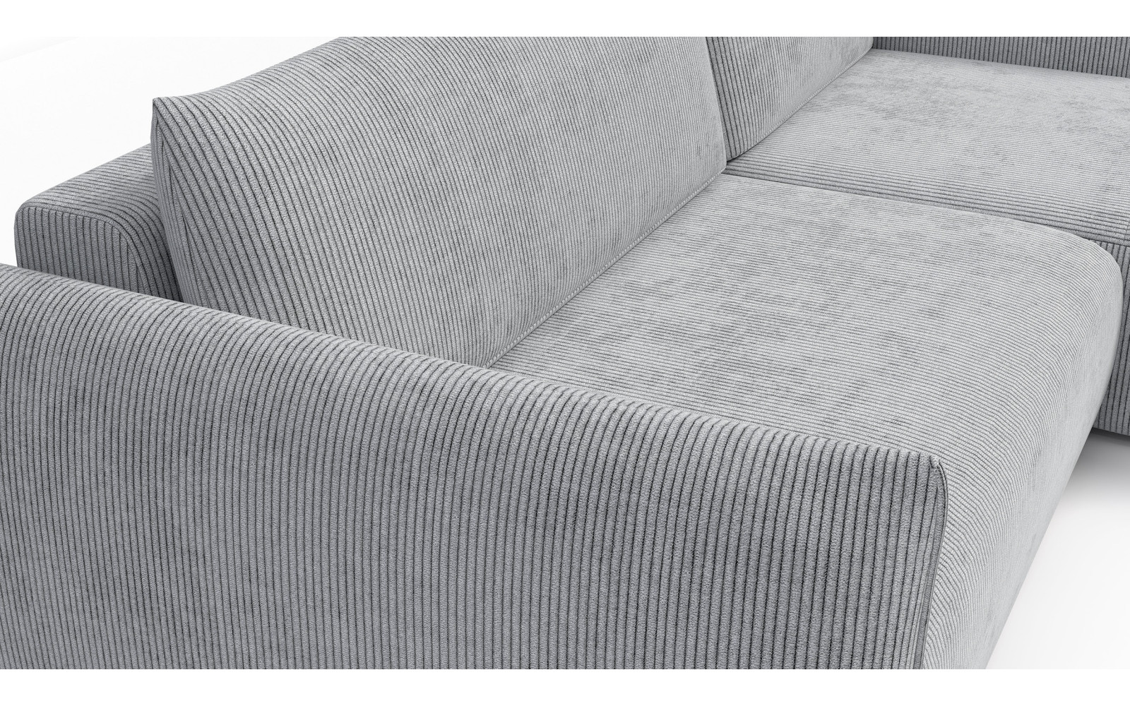 Canapé d'angle droit 3 places tissu gris clair - TAUER