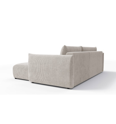 Canapé d'angle droit 3 places tissu blanc perle - TAUER