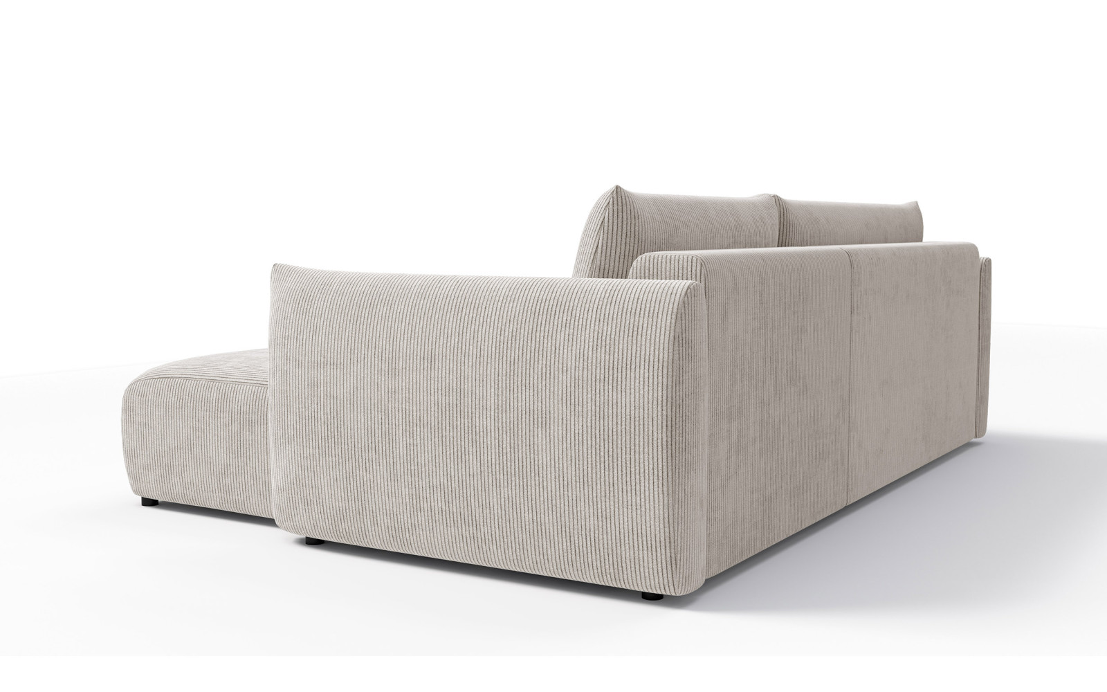 Canapé d'angle droit 3 places tissu blanc perle - TAUER