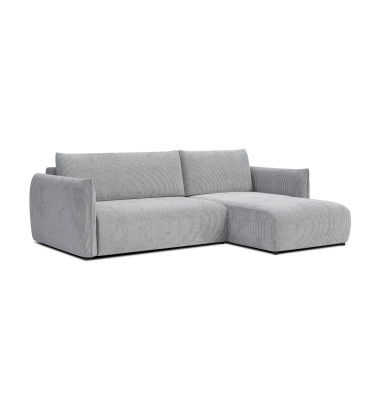 Canapé d'angle droit 3 places tissu gris clair - TAUER