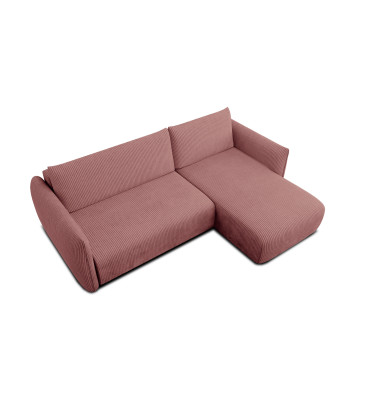 Canapé d'angle droit 3 places tissu rose - TAUER