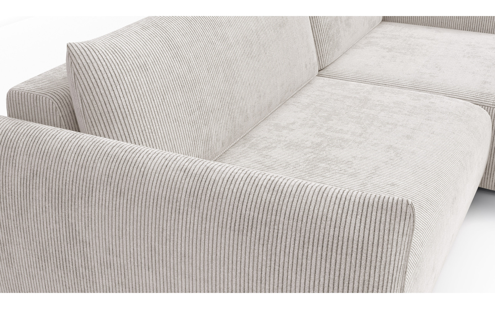 Canapé d'angle droit 3 places tissu blanc perle - TAUER