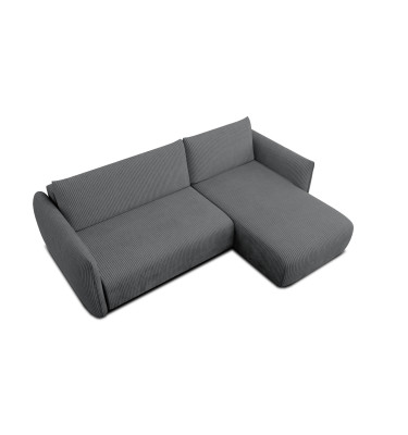 Canapé d'angle droit 3 places tissu gris foncé - TAUER