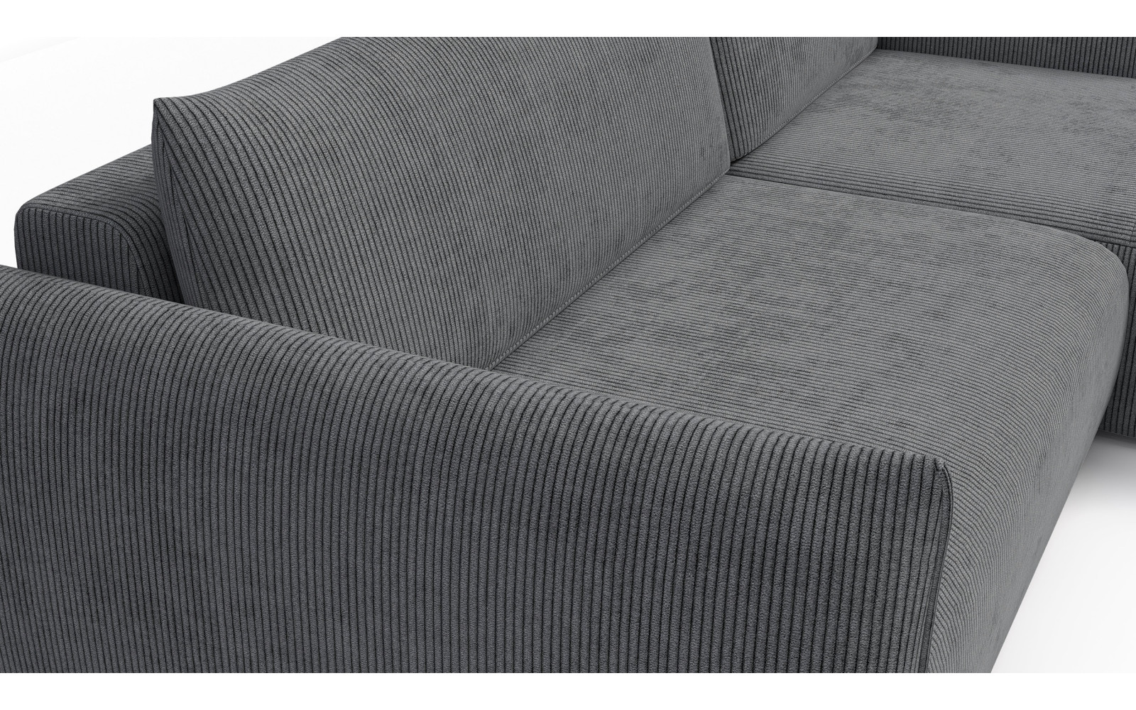 Canapé d'angle droit 3 places tissu gris foncé - TAUER