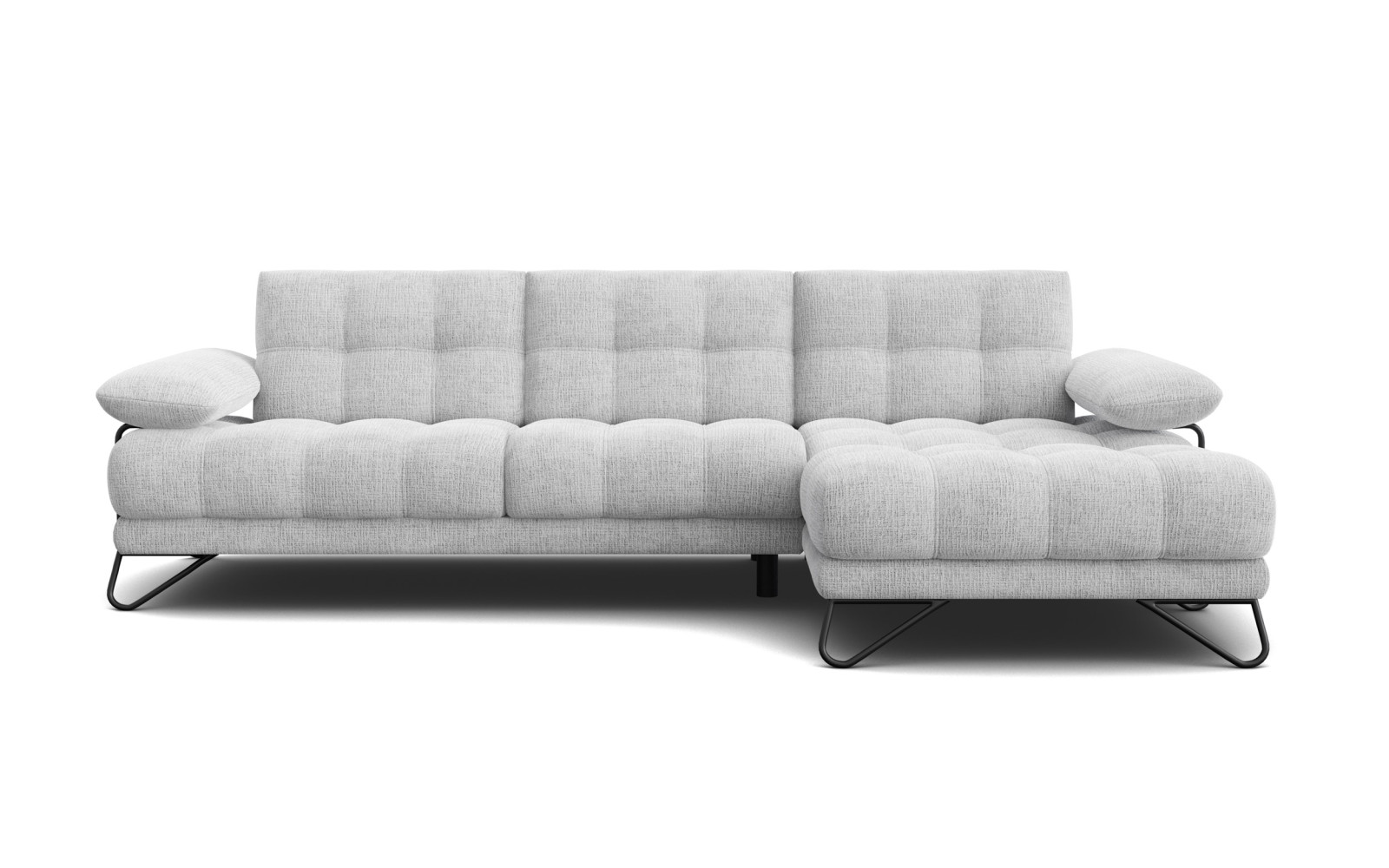 BUBBARA canapé d’angle 4 places droit, gris clair