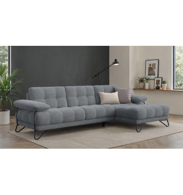 BUBBARA canapé d’angle 4 places droit, gris foncé