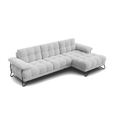 BUBBARA canapé d’angle 4 places droit, gris clair
