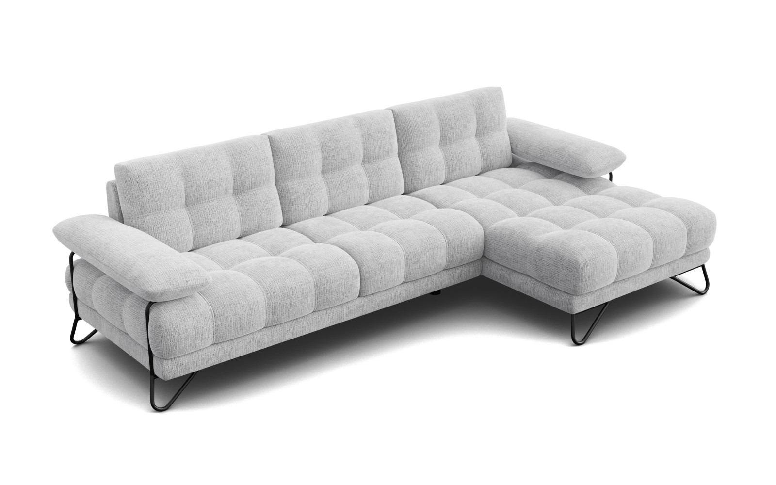 BUBBARA canapé d’angle 4 places droit, gris clair
