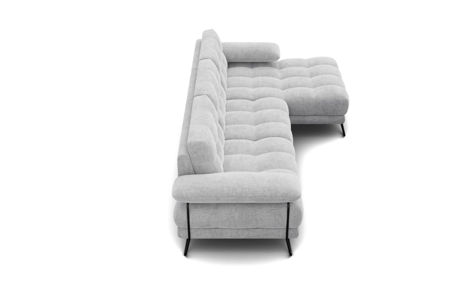 BUBBARA canapé d’angle 4 places droit, gris clair