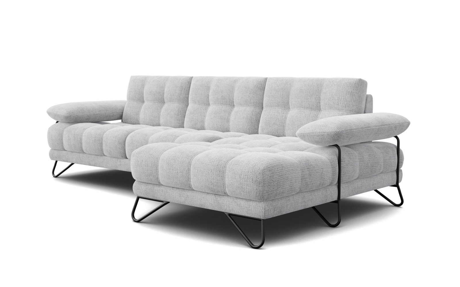 BUBBARA canapé d’angle 4 places droit, gris clair