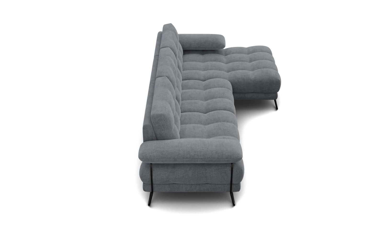 BUBBARA canapé d’angle 4 places droit, gris foncé