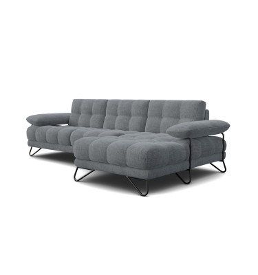 BUBBARA canapé d’angle 4 places droit, gris foncé