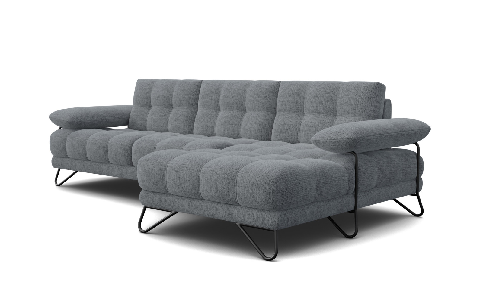 BUBBARA canapé d’angle 4 places droit, gris foncé