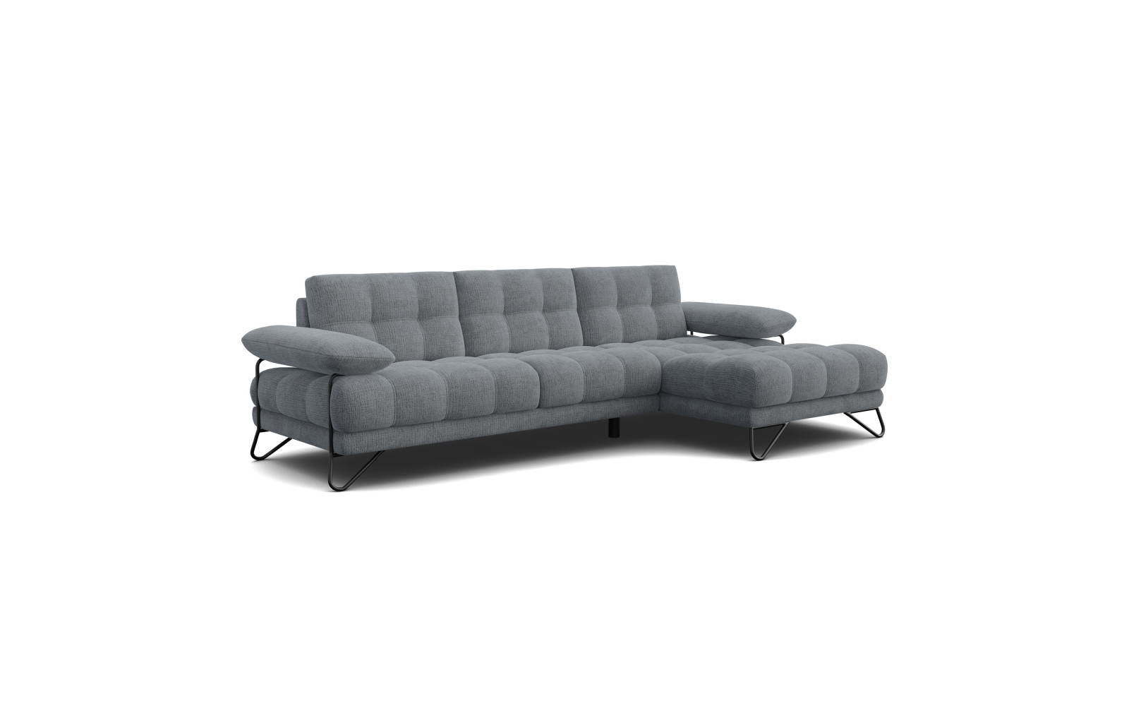 BUBBARA canapé d’angle 4 places droit, gris foncé