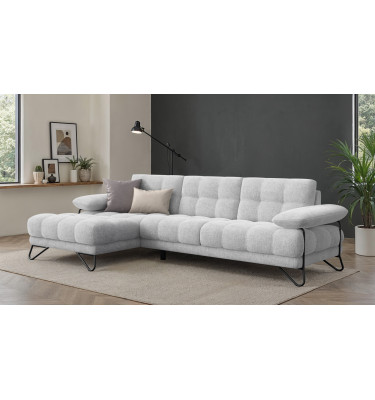 BUBBARA canapé d’angle 4 places gauche, gris clair