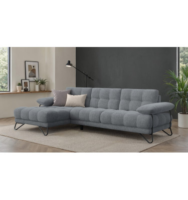 BUBBARA canapé d’angle 4 places gauche, gris foncé