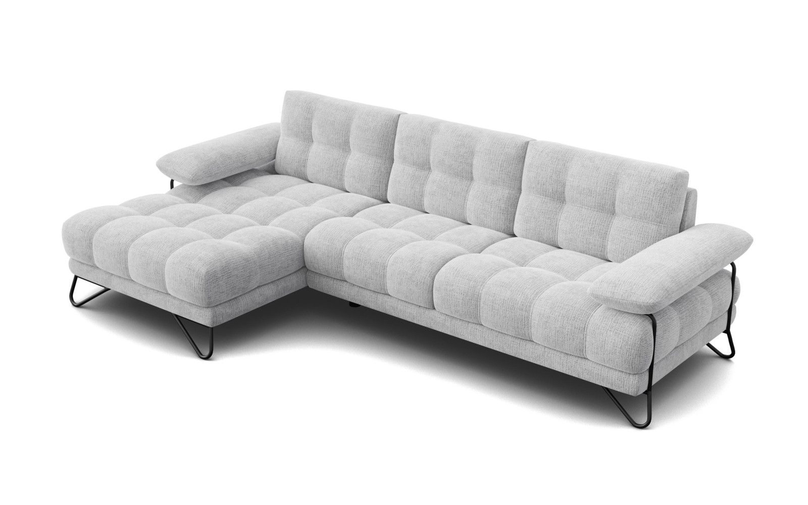 BUBBARA canapé d’angle 4 places gauche, gris clair