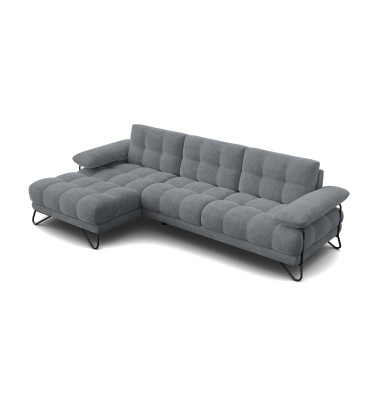 BUBBARA canapé d’angle 4 places gauche, gris foncé