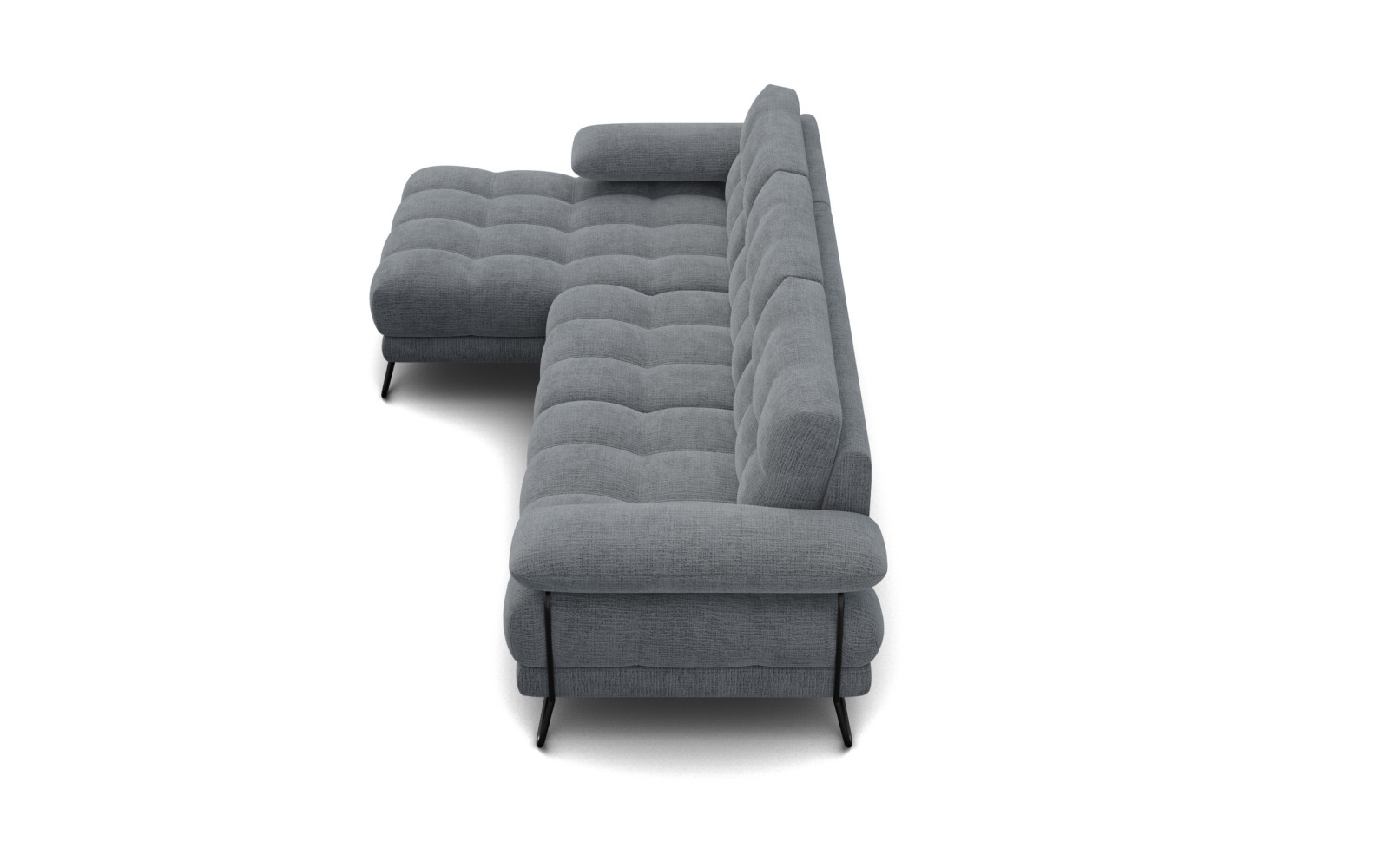 BUBBARA canapé d’angle 4 places gauche, gris foncé