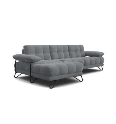 BUBBARA canapé d’angle 4 places gauche, gris foncé