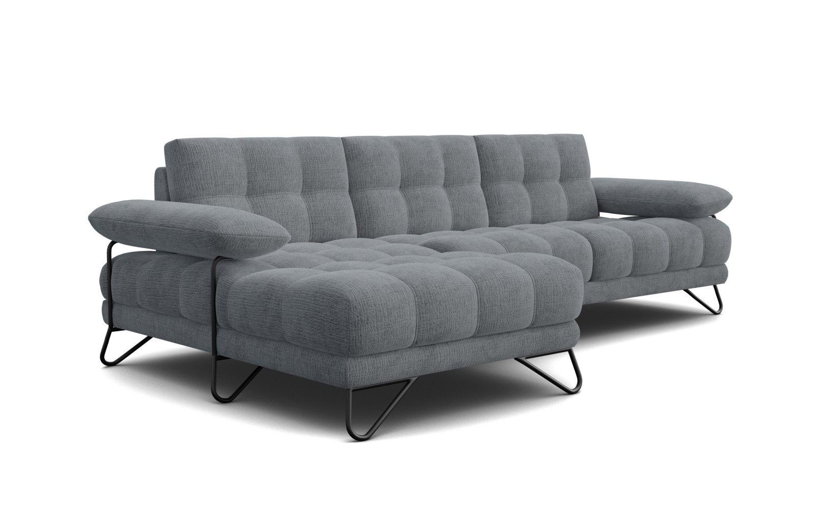 BUBBARA canapé d’angle 4 places gauche, gris foncé