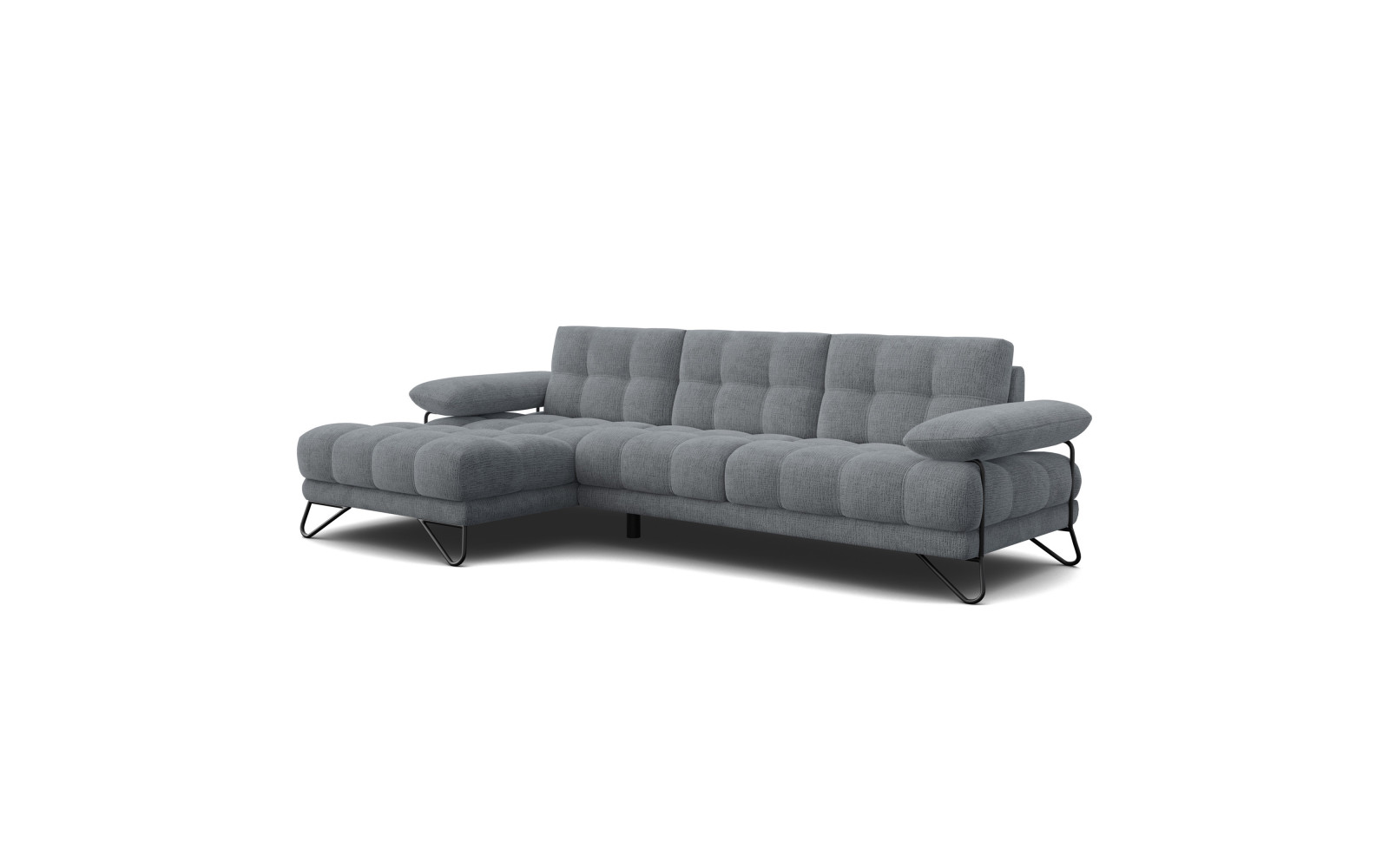 BUBBARA canapé d’angle 4 places gauche, gris foncé