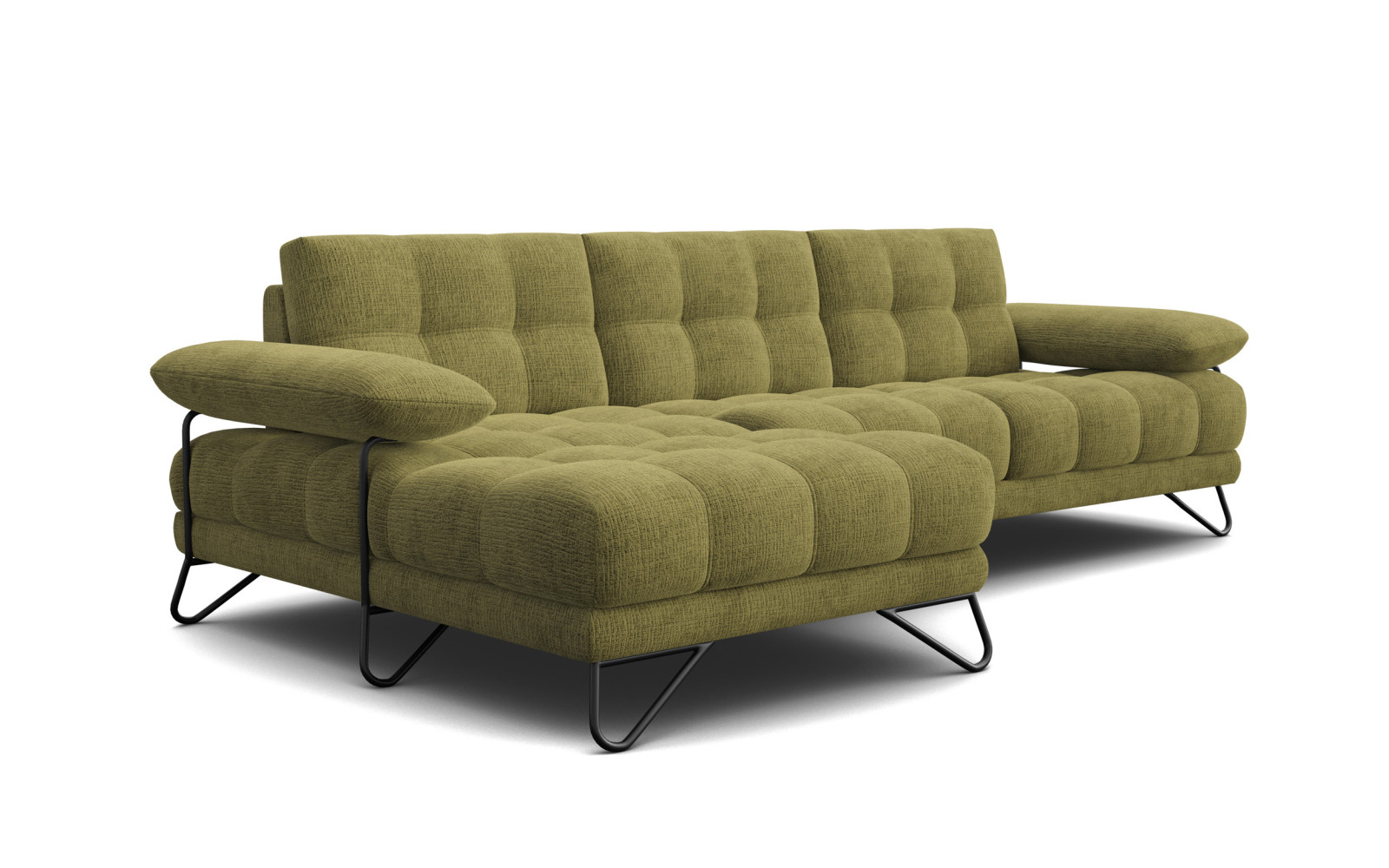 BUBBARA canapé d’angle 4 places gauche, olive