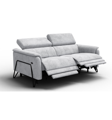 Canapé RODEN 3 places avec 2 Relax, tissu gris clair