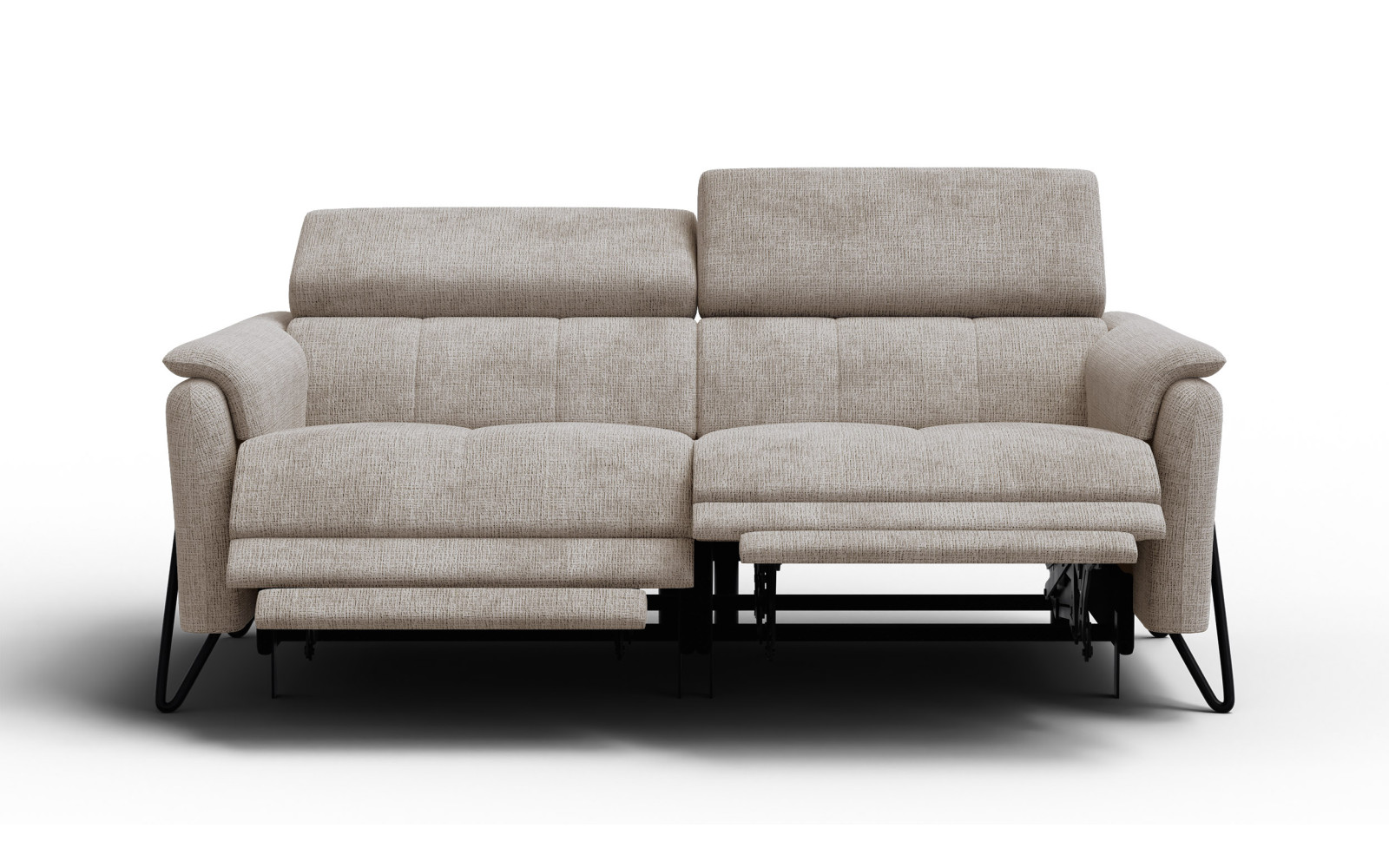 Canapé RODEN 3 places avec 2 Relax, tissu beige