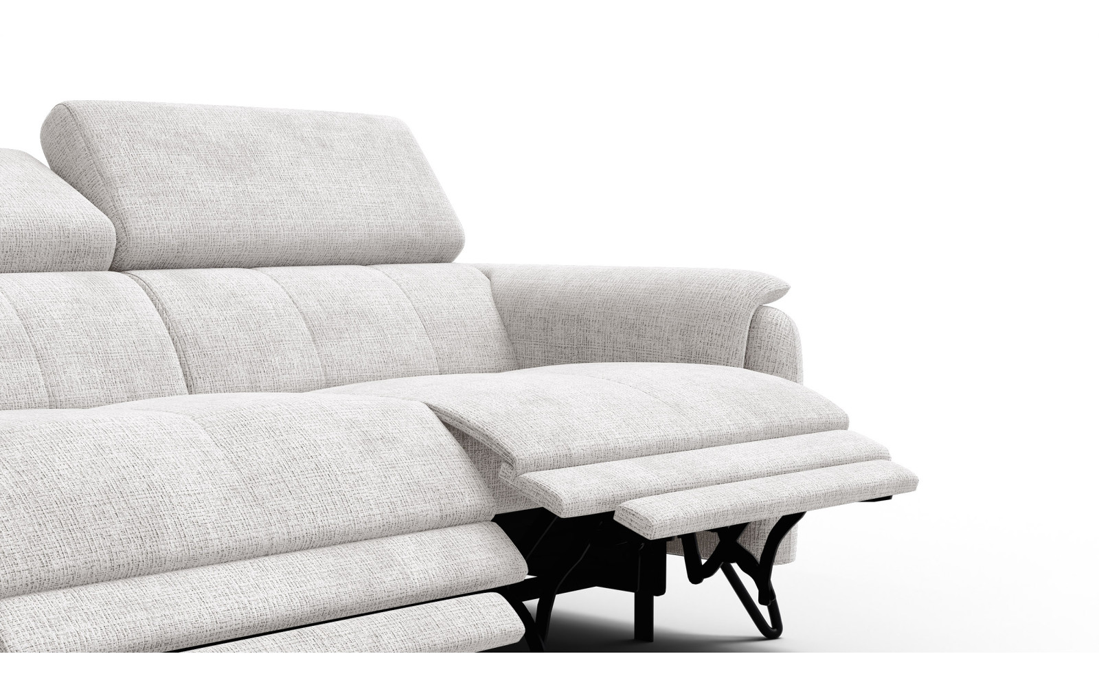 Canapé RODEN 3 places avec 2 Relax, tissu crème