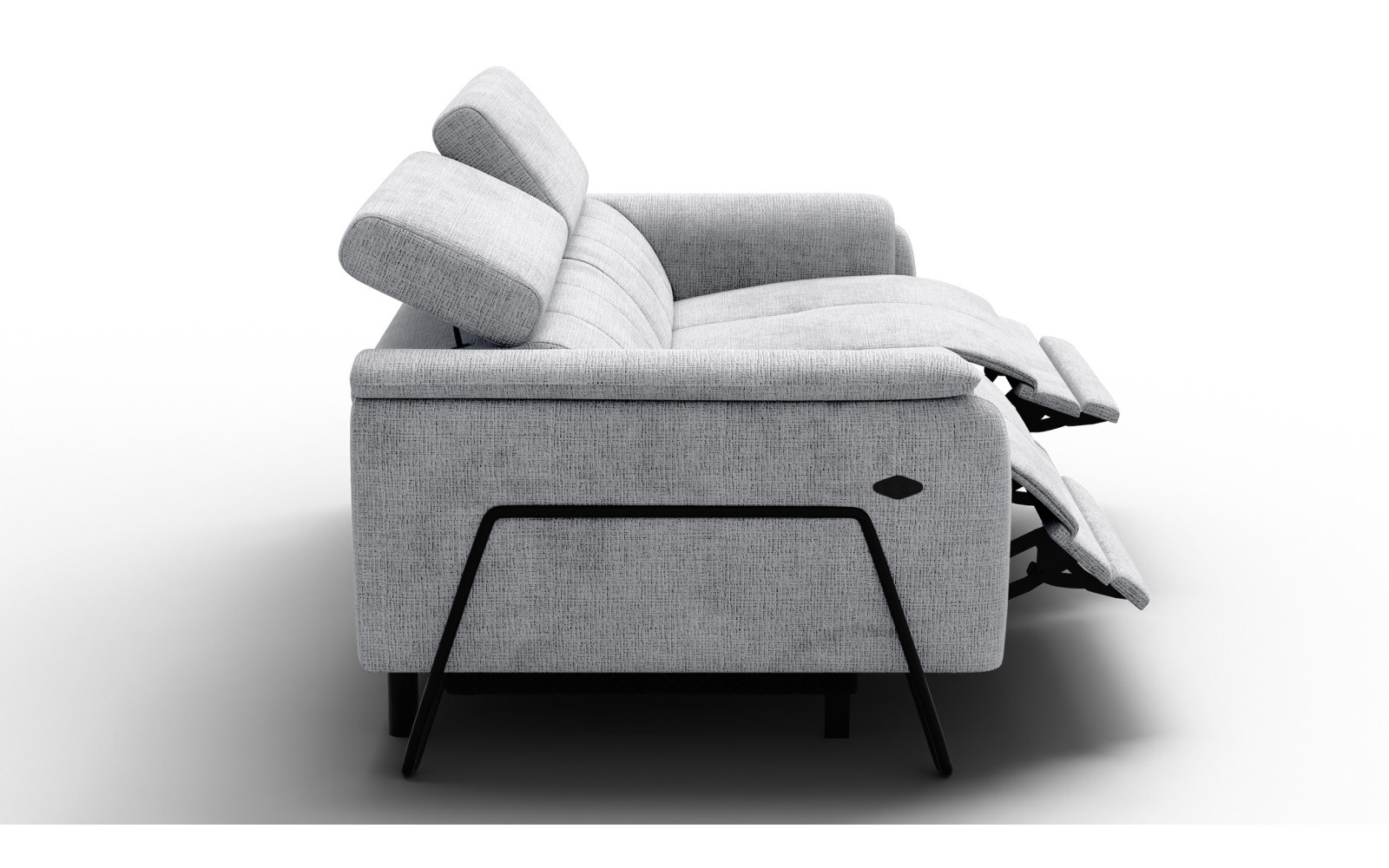 Canapé RODEN 3 places avec 2 Relax, tissu gris clair