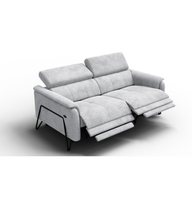 Canapé RODEN 3 places avec 2 Relax, tissu gris clair