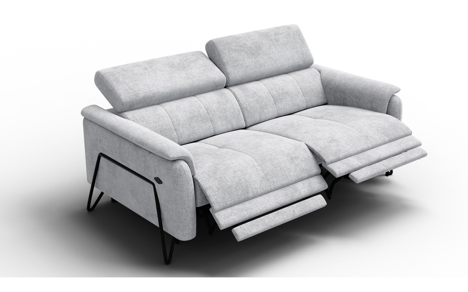 Canapé RODEN 3 places avec 2 Relax, tissu gris clair