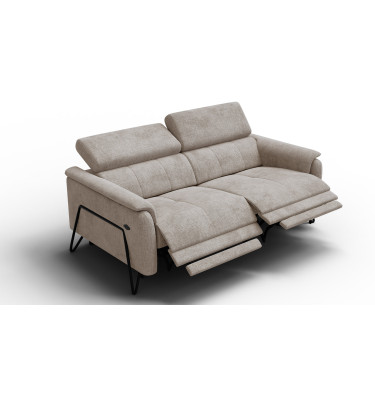 Canapé RODEN 3 places avec 2 Relax, tissu beige