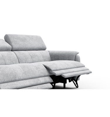 Canapé RODEN 3 places avec 2 Relax, tissu gris clair