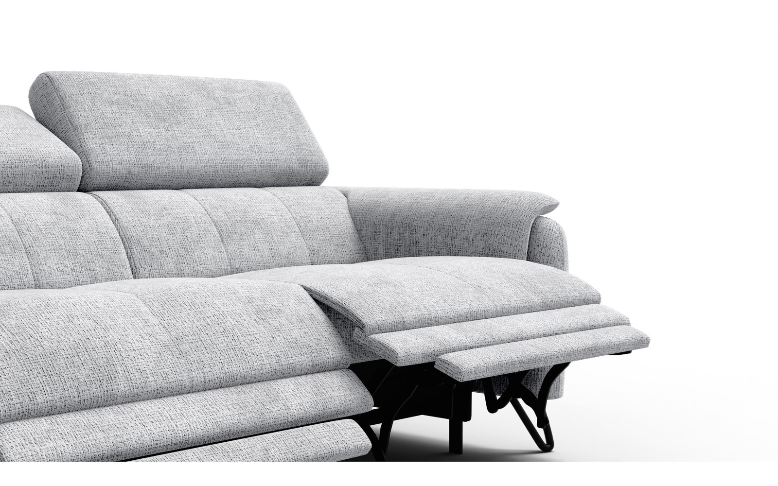 Canapé RODEN 3 places avec 2 Relax, tissu gris clair