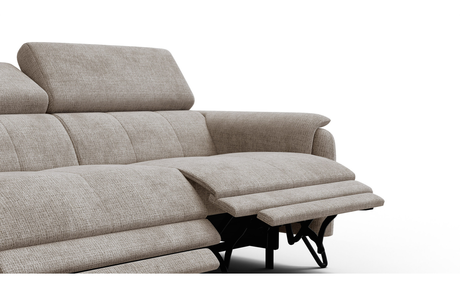 Canapé RODEN 3 places avec 2 Relax, tissu beige