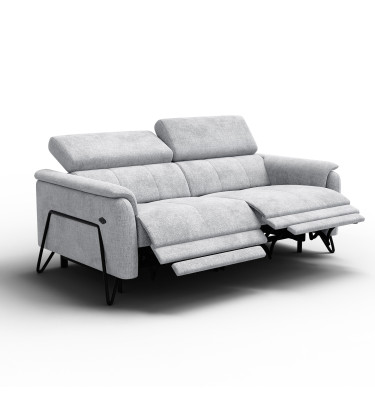 Canapé RODEN 3 places avec 2 Relax, tissu gris clair