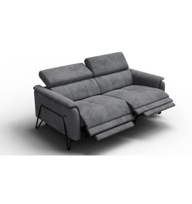 Canapé RODEN 3 places avec 2 Relax, tissu gris foncé