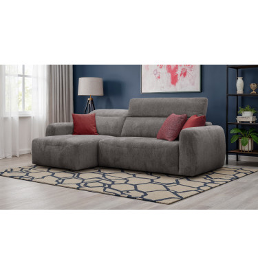 Canapé d'angle 4 places NERO, tissu gris foncé